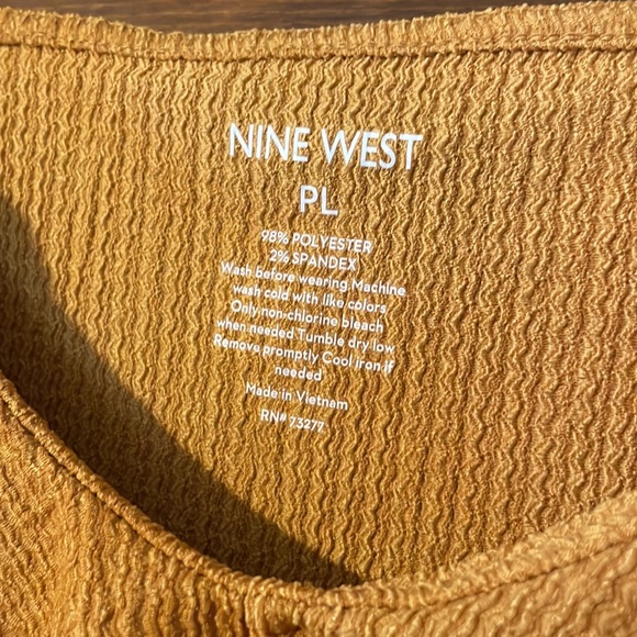 Nine West Deep Mustard Orange/Yellow Sleeveless Blouse - Picture 3 of 5